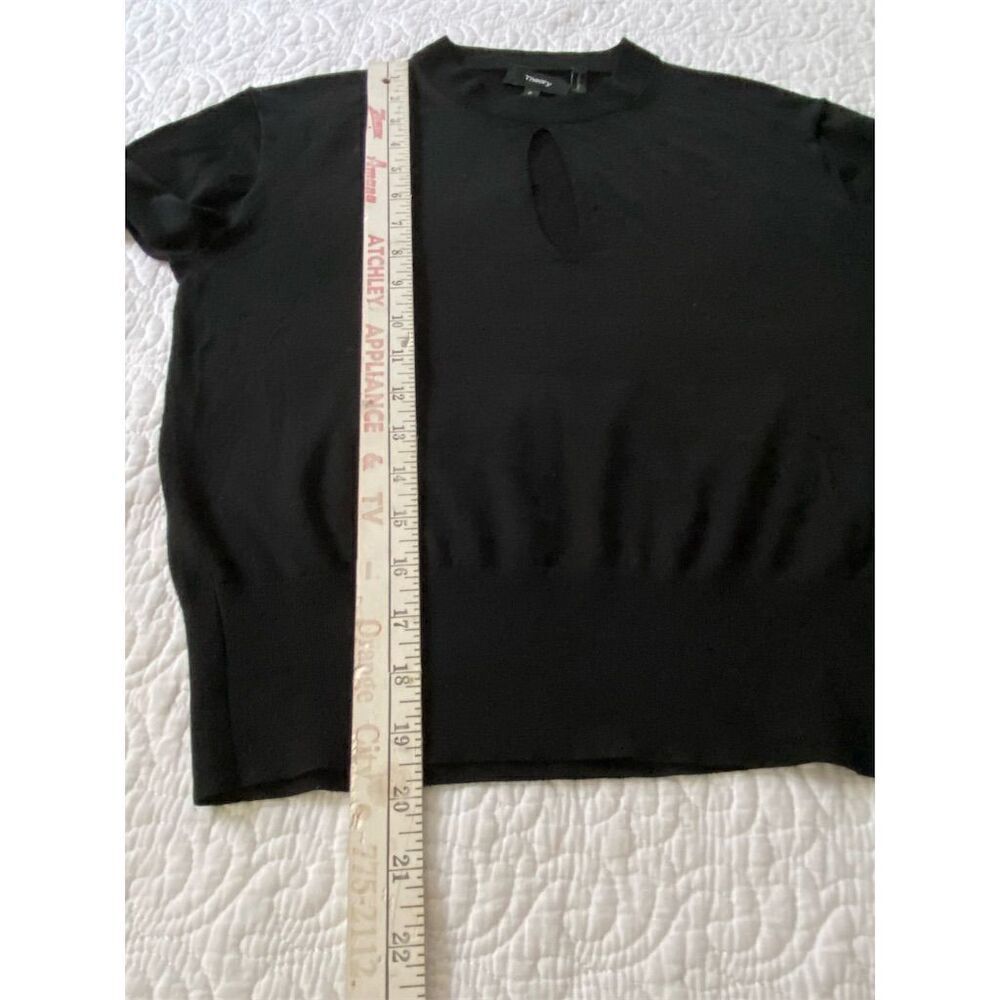 Theory Women's Keyhole Long-Sleeved Black Pullover Sweater Size P Petites - Picture 9 of 9